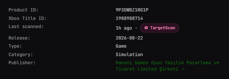 Last scanned in the game details popup